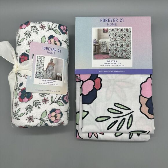 Floral Shower Curtain Matching Bath Body Wrap Only Set Plus Size - Picture 1 of 6